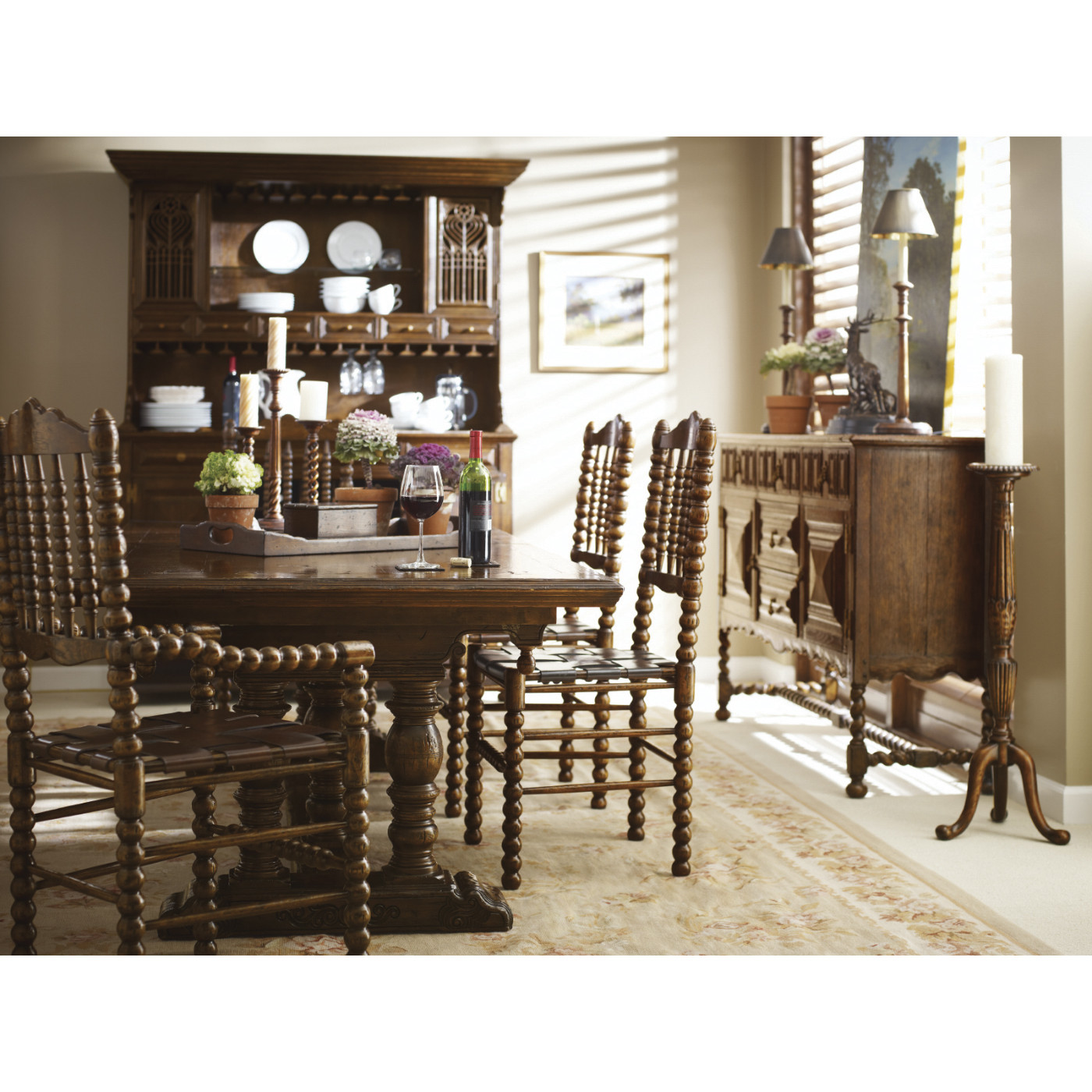 Large Elizabethan Style Grey Oak Desk