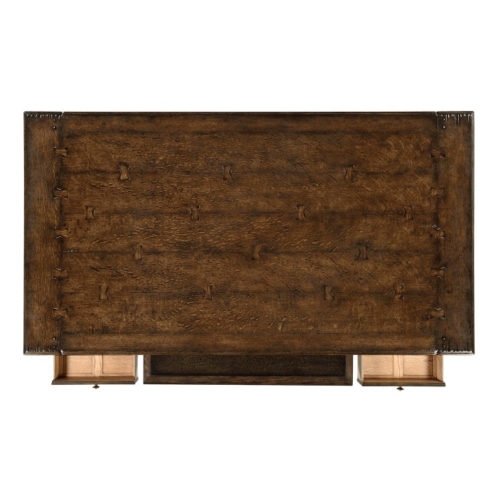 Large Elizabethan Style Dark Oak Desk
