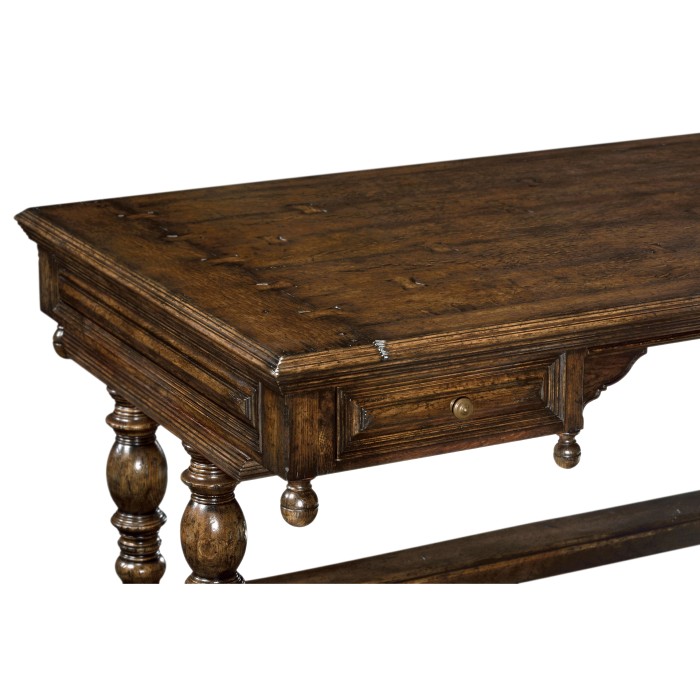 Large Elizabethan Style Dark Oak Desk
