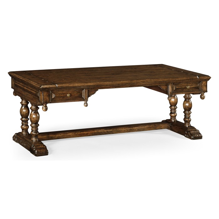Large Elizabethan Style Dark Oak Desk