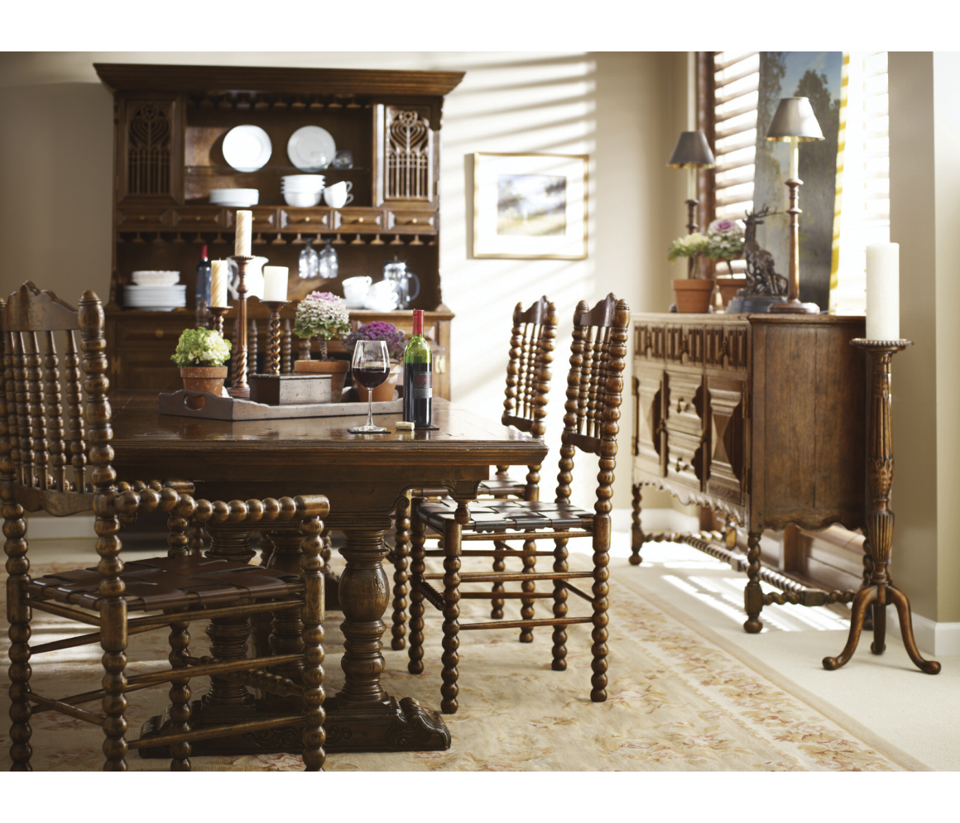 Large Elizabethan Style Dark Oak Desk