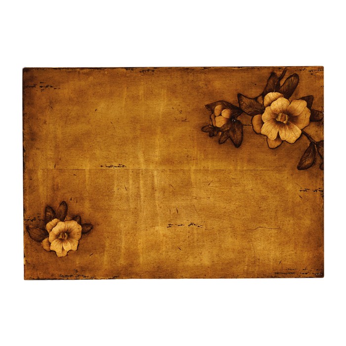 Walnut raised floral side table