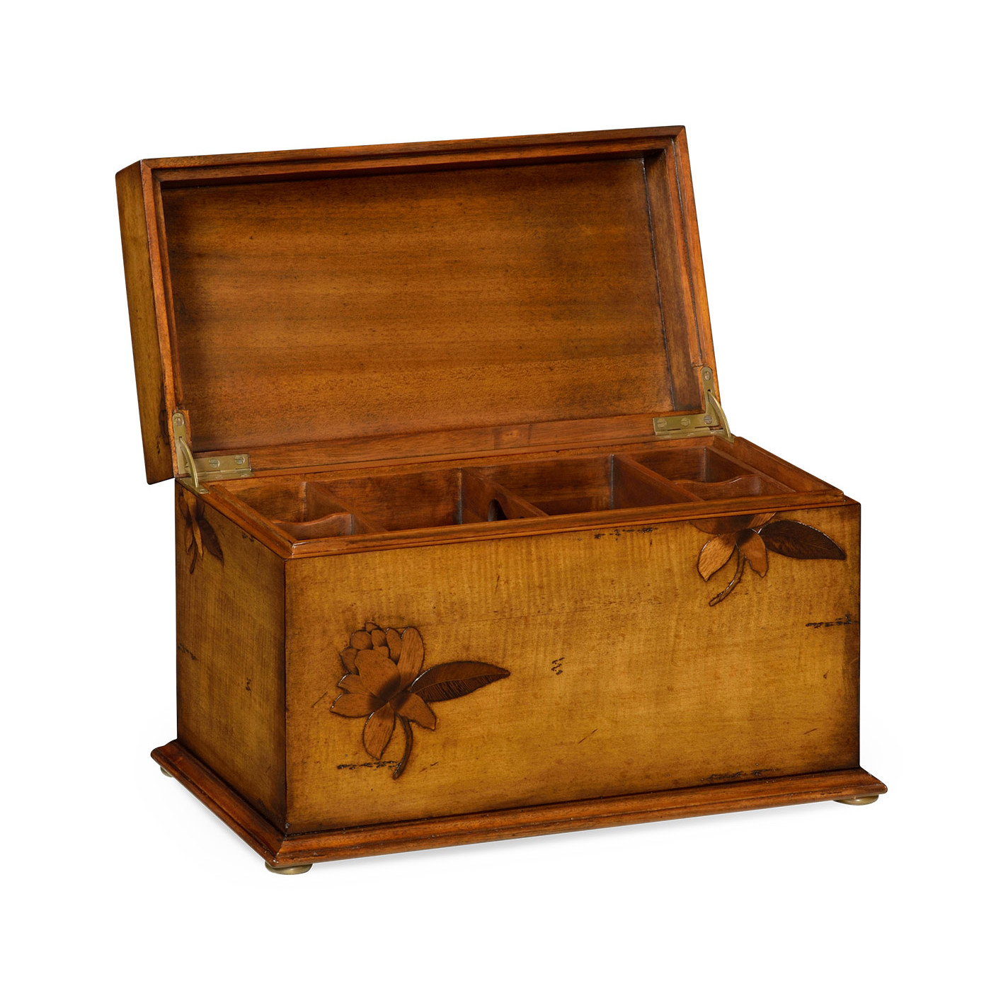 Walnut Raised Floral Rectangular Box