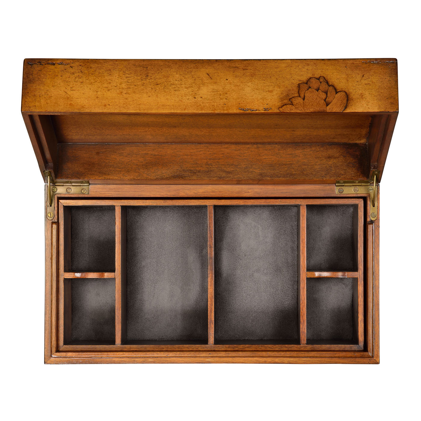 Walnut Raised Floral Rectangular Box