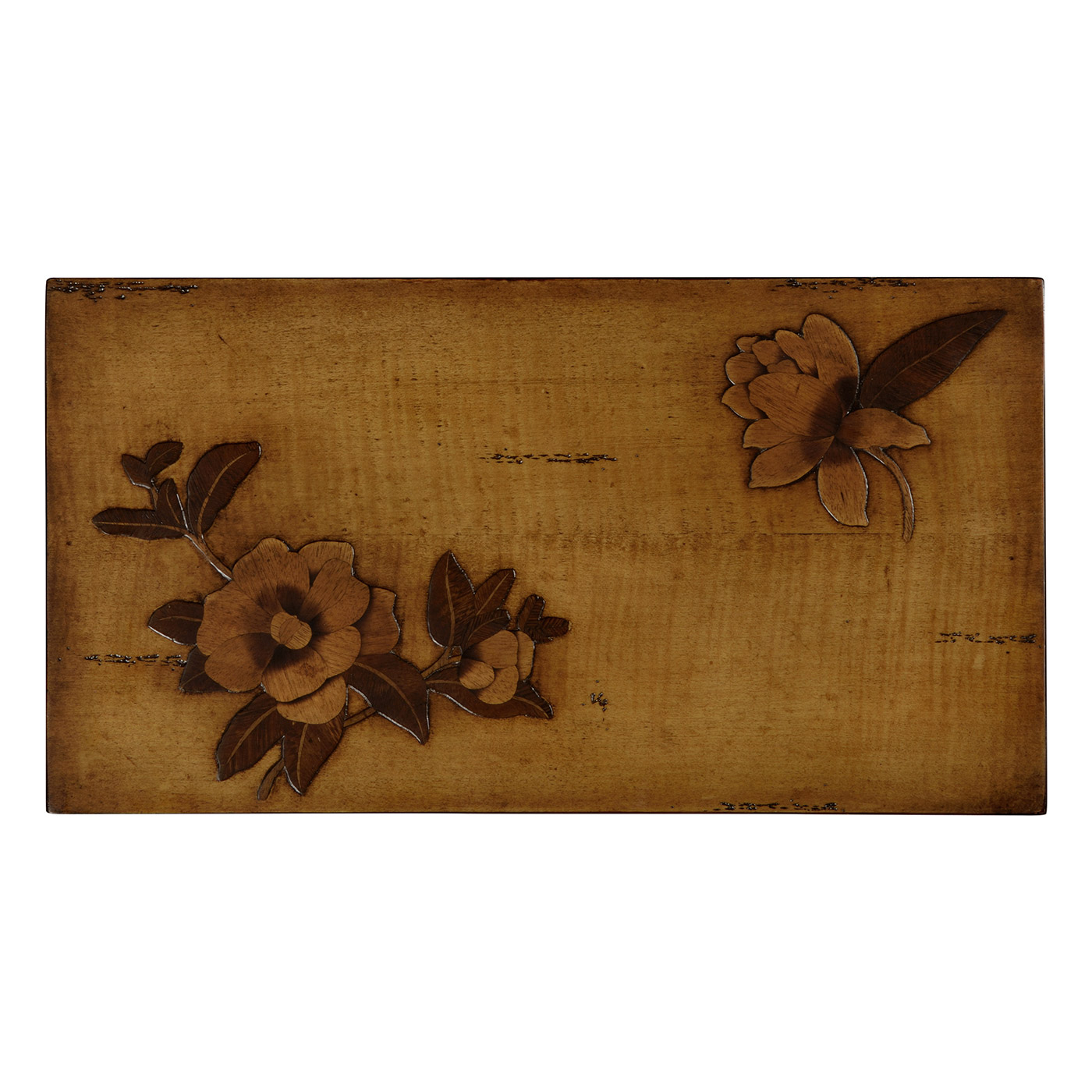 Walnut Raised Floral Rectangular Box