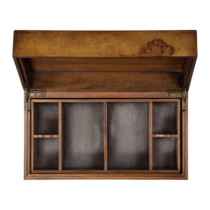 Walnut Raised Floral Rectangular Box