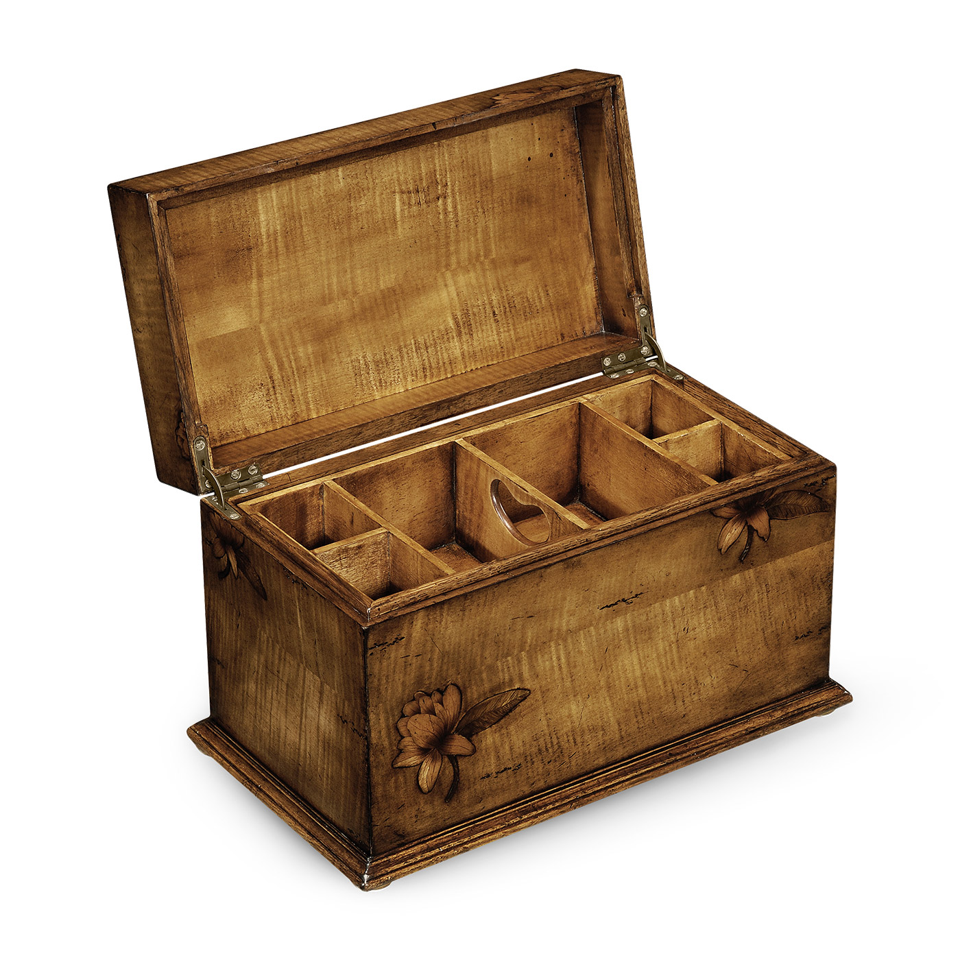 Walnut Raised Floral Rectangular Box