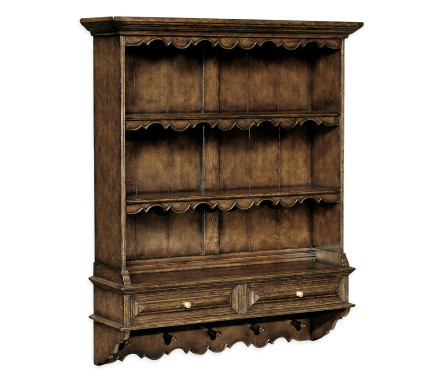 Dark Oak Hanging Shelf Unit With Hooks