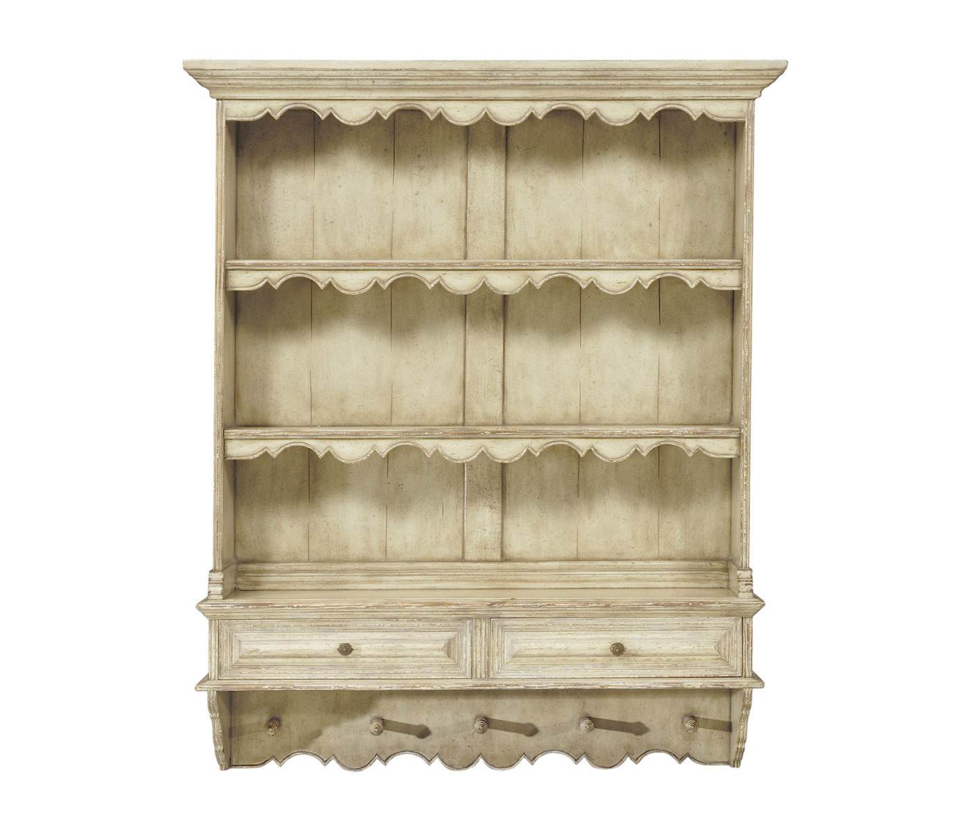 White painted hanging shelves