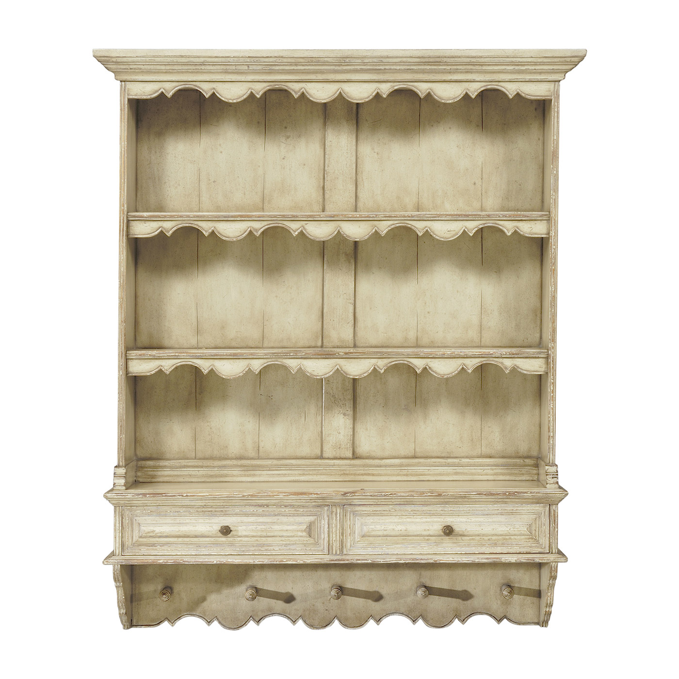 White painted hanging shelves