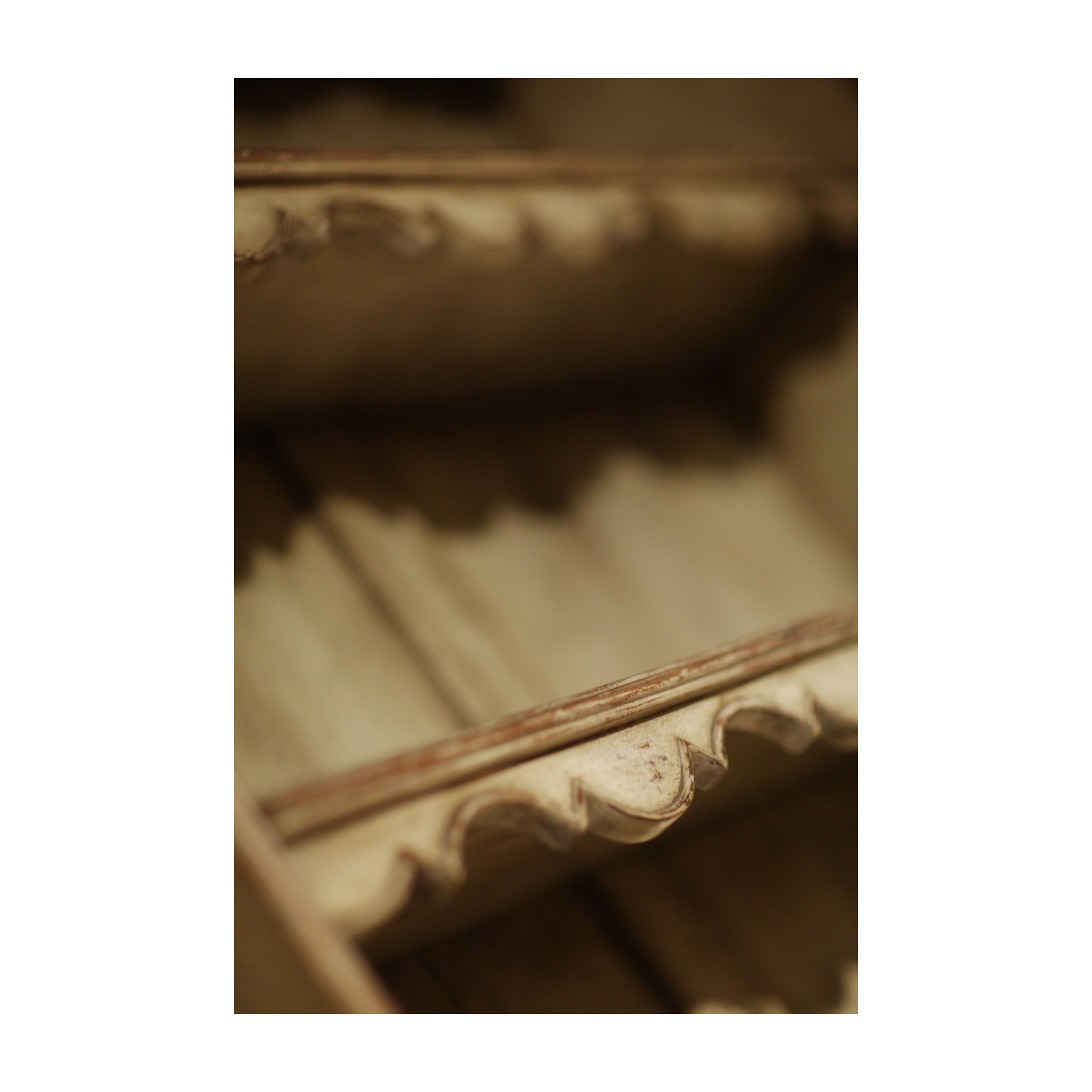 White painted hanging shelves