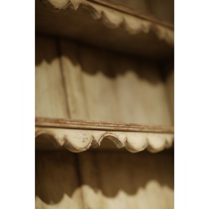 White painted hanging shelves