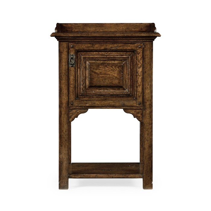 Elizabethan Style Dark Oak Bedside Table