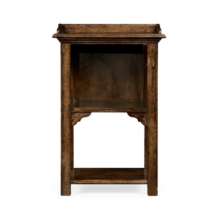 Elizabethan Style Dark Oak Bedside Table