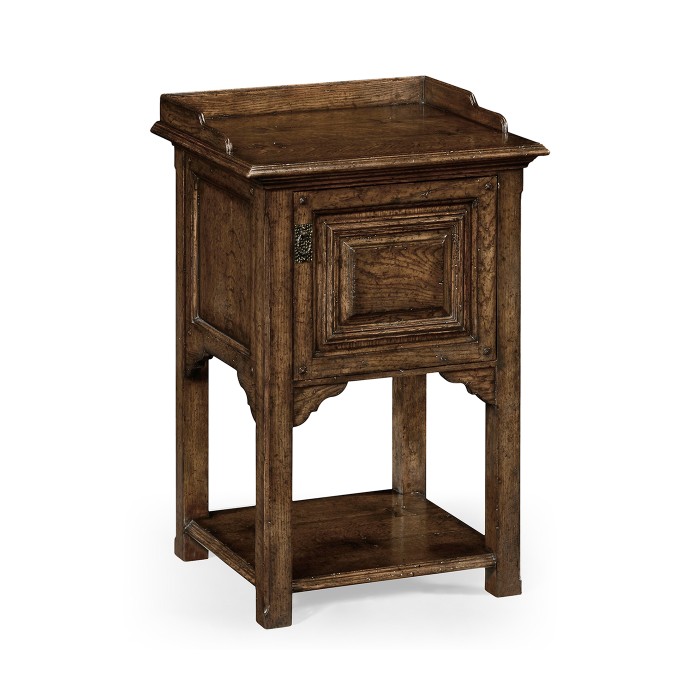 Elizabethan Style Dark Oak Bedside Table