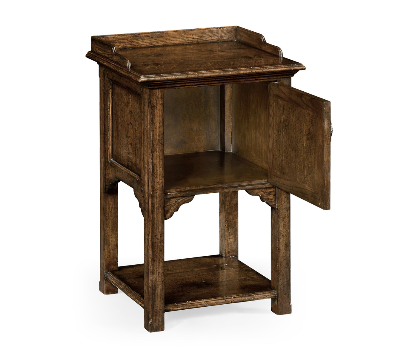 Elizabethan Style Dark Oak Bedside Table