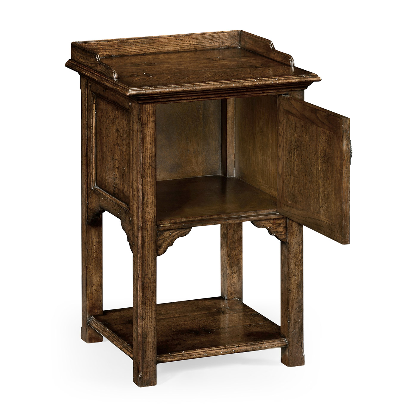 Elizabethan Style Dark Oak Bedside Table