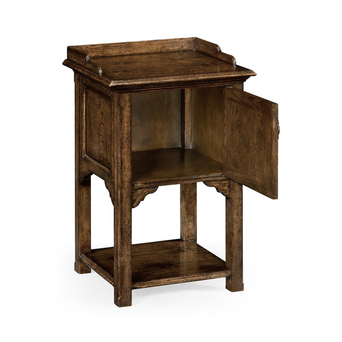 Elizabethan Style Dark Oak Bedside Table
