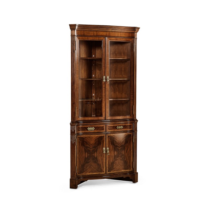 Serpentine Mahogany Corner Cabinet