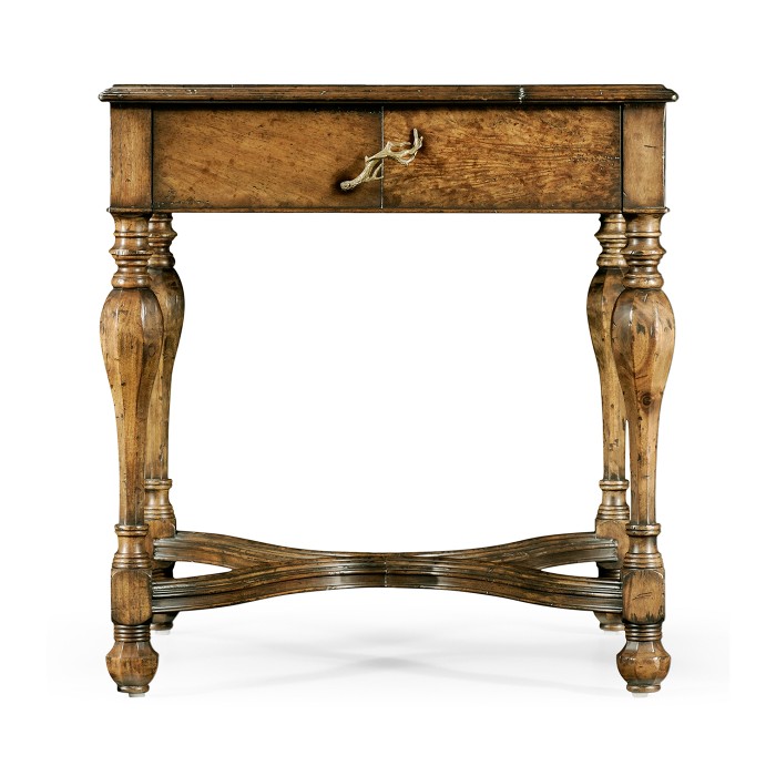 Rustic crotch walnut square side table
