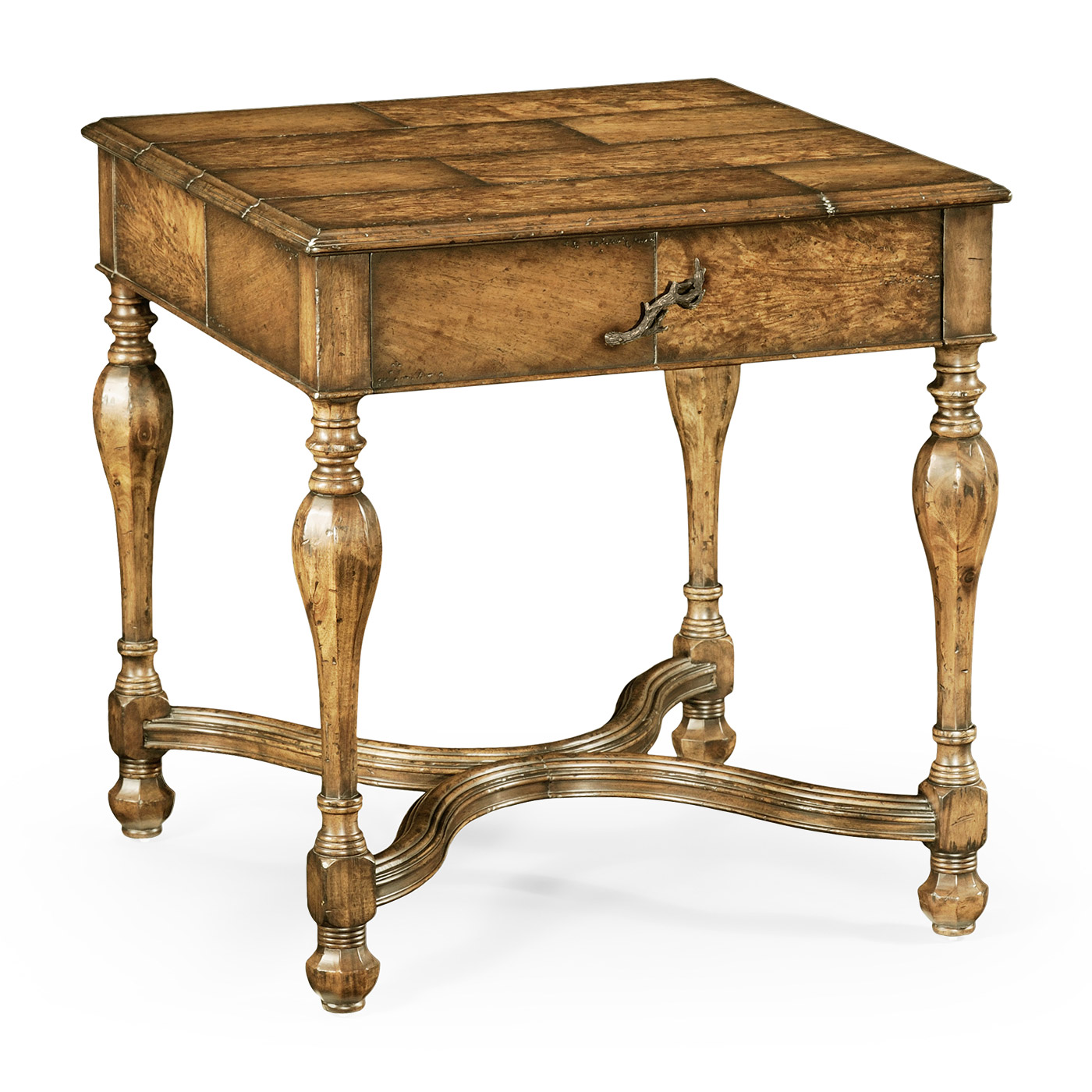 Rustic crotch walnut square side table