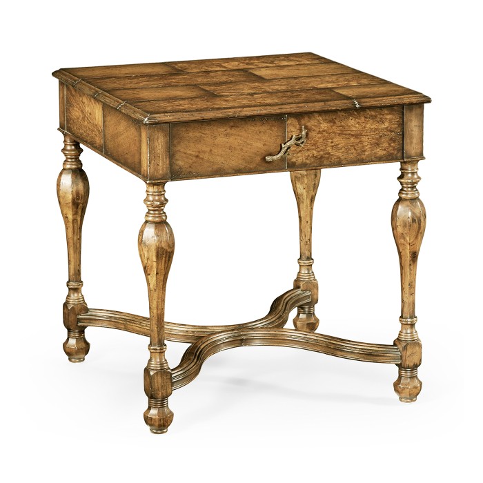 Rustic crotch walnut square side table