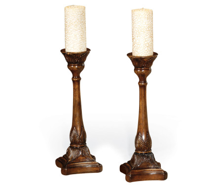 Pair of Walnut Candlesticks with Square Bases