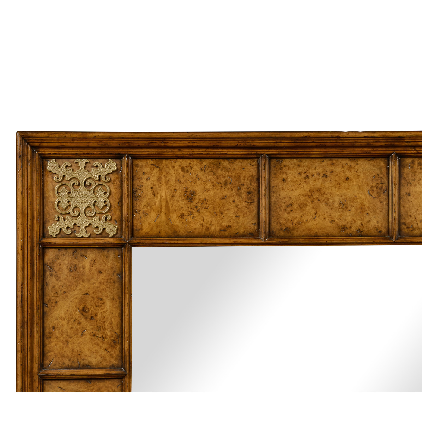 Square walnut & burl oak mirror