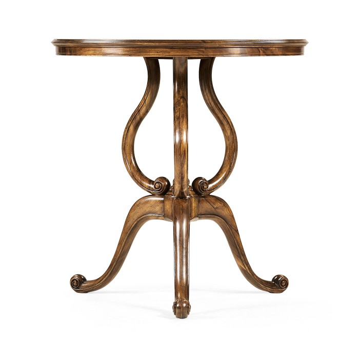 Walnut lamp table with satinwood inlaid top