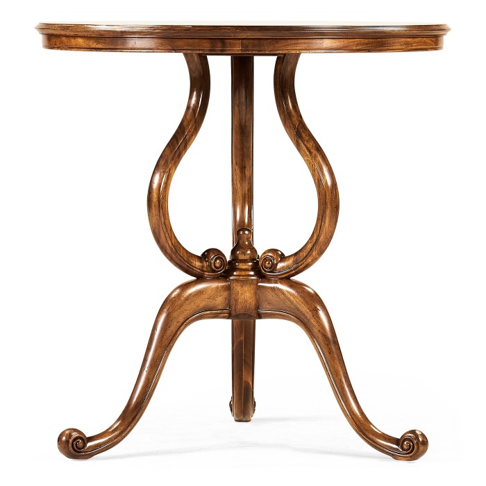 Walnut lamp table with satinwood inlaid top
