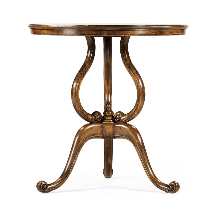 Walnut lamp table with satinwood inlaid top