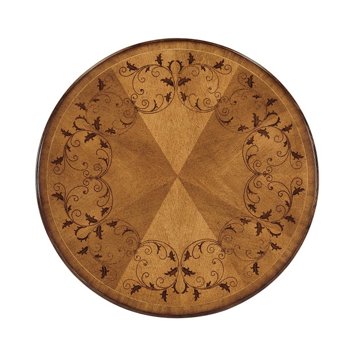 Walnut lamp table with satinwood inlaid top