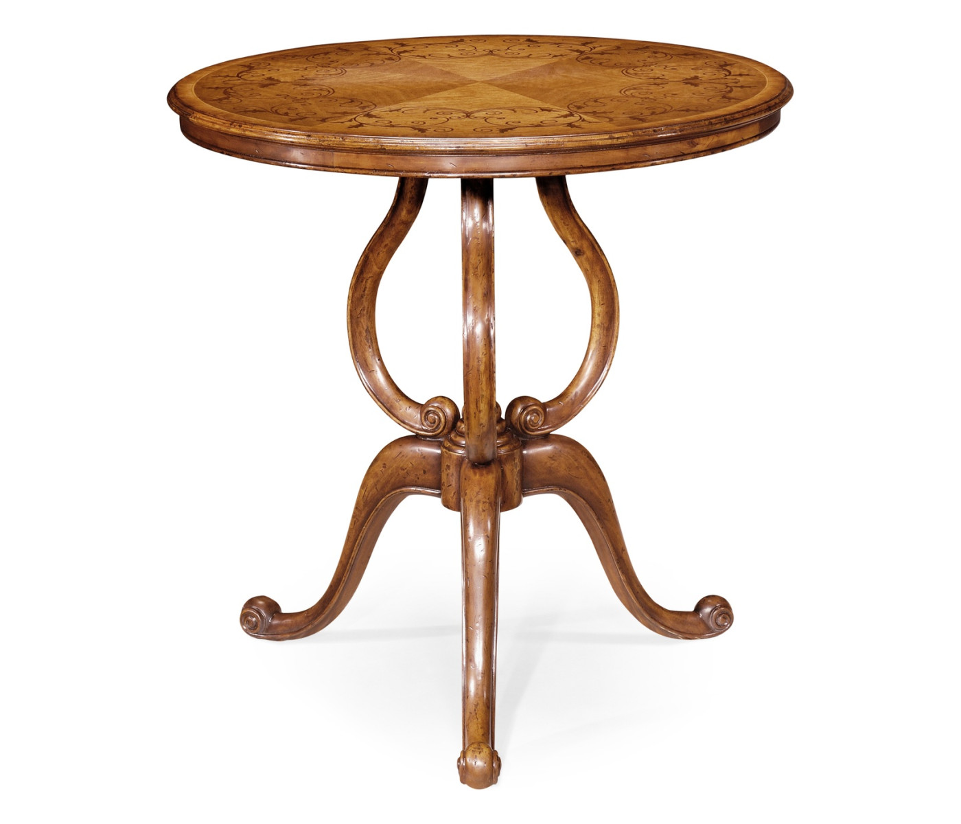 Walnut lamp table with satinwood inlaid top