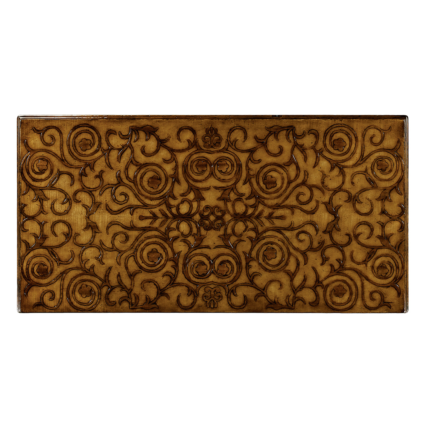 Walnut raised arabesques chest of drawers