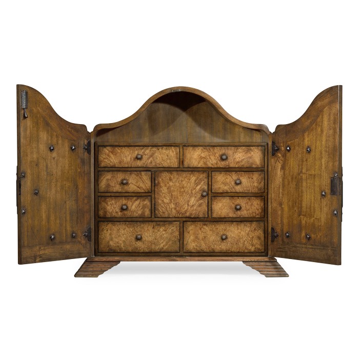 Walnut with heavily patinated brass fittings humidor