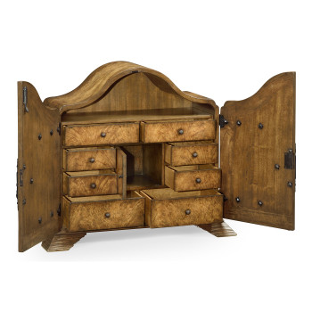 Walnut with heavily patinated brass fittings humidor