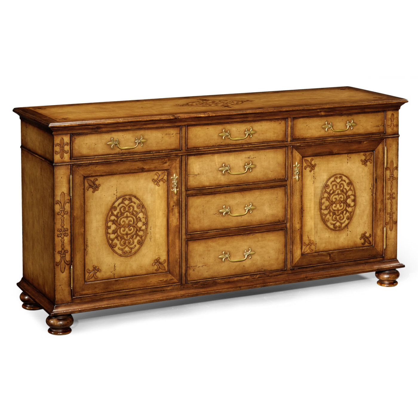 Raised veneer sideboard