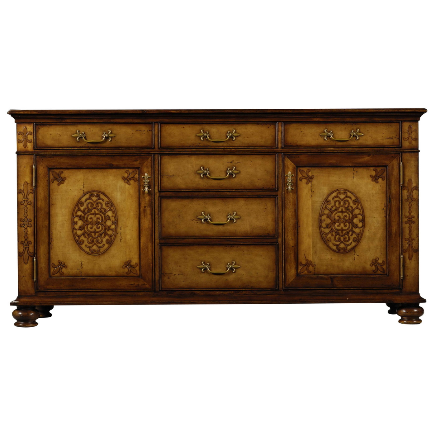 Raised veneer sideboard