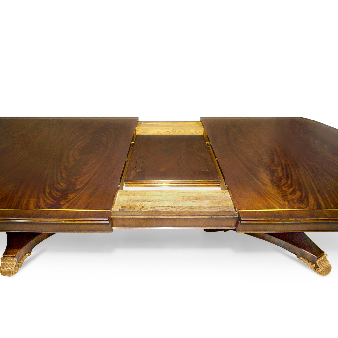 Crotch Walnut Triple Pedestal Dining Table (Gilded) 158