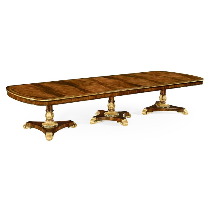 Crotch Walnut Triple Pedestal Dining Table (Gilded) 158