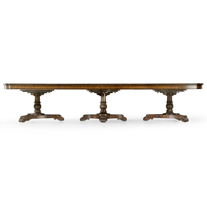 Crotch Walnut Triple Pedestal Dining Table 158