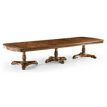 Crotch Walnut Triple Pedestal Dining Table 158