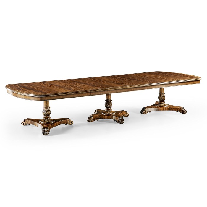Crotch Walnut Triple Pedestal Dining Table 158