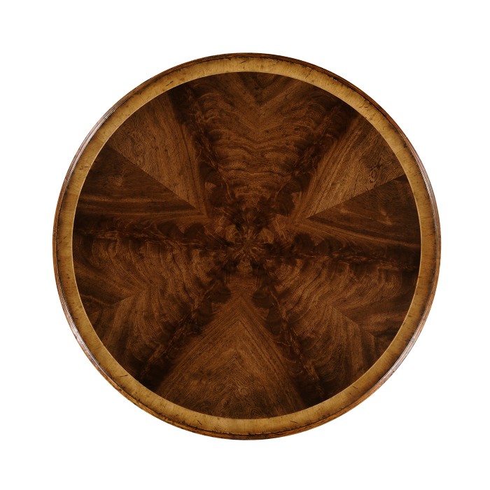 Mahogany Three Legged Round Side Table Scallop Shells