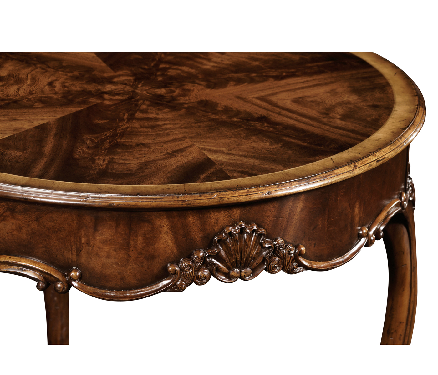 Mahogany Three Legged Round Side Table Scallop Shells