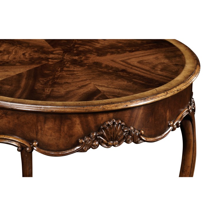 Mahogany Three Legged Round Side Table Scallop Shells