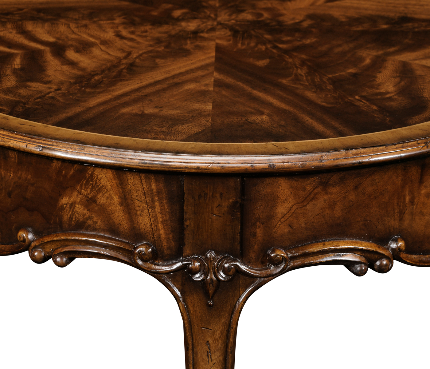 Mahogany Three Legged Round Side Table Scallop Shells