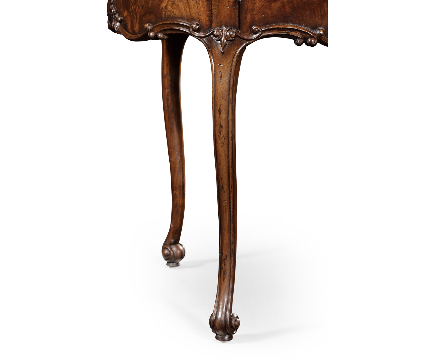 Mahogany Three Legged Round Side Table Scallop Shells