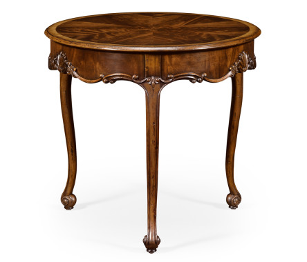 Mahogany Three Legged Round Side Table Scallop Shells