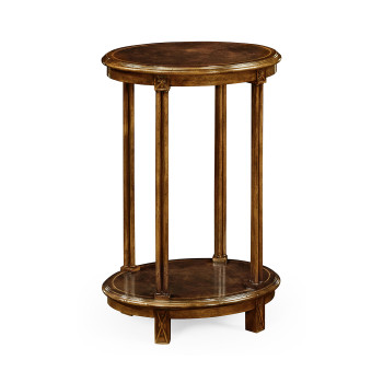 Dark walnut oval lamp table